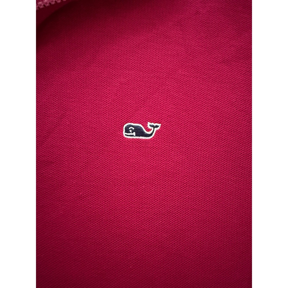 Vineyard Vines Mens XS Red Cotton Pique Quarter Zip Pullover Sweater Navy Trim - Picture 2 of 8